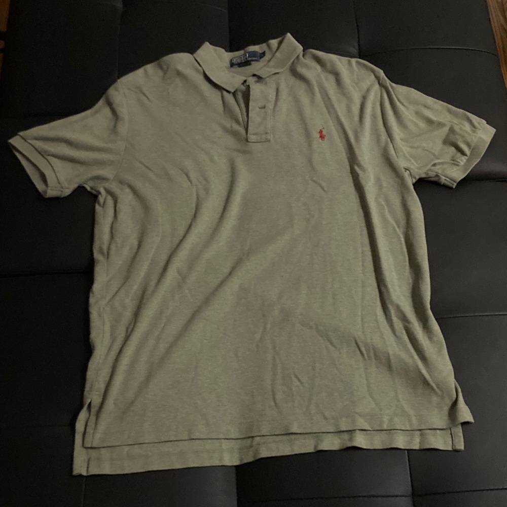 Ralph Lauren Men's Olive Polo Shirt with Red Logo